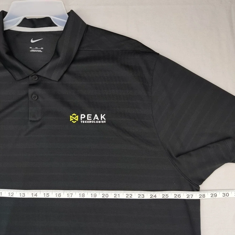Nike Polo Shirt Mens 3XL‎ Black Dri-FIT Peak Technologies Short Sleeve Textured